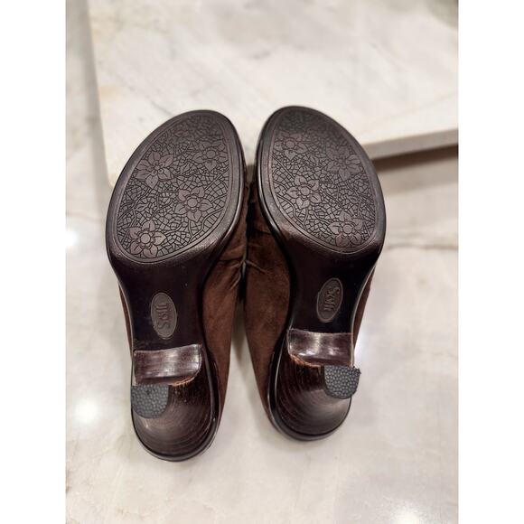 Sofft Comfort Shoes Sz 6.5 Brown Suede Burgundy Paisley Camille Leather Mules - Picture 5 of 9